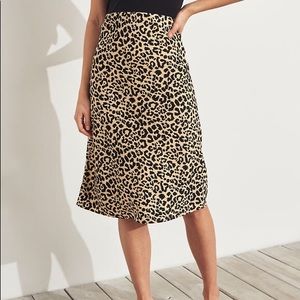 Hollister cheetah print satin midi skirt